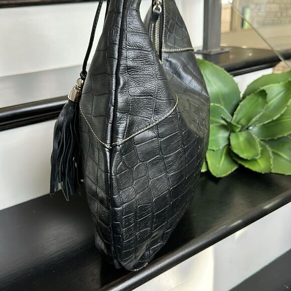 Carmen Steffens leather crocodile embossed hobo shoulder handbag purse like new - Picture 6 of 10